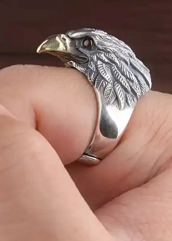  Gri Kartal Başlı Biker Erkek Yüzük