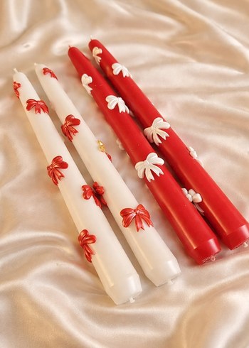 DEKORATİF Mumlar, kurdeleli mum - Görsel 3