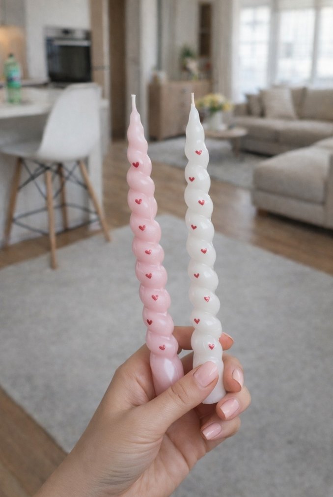 DEKORATİF Mumlar, kurdeleli mum - Görsel 2