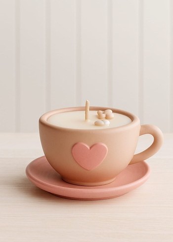 Kalpli Fincan Mum ve Tabağı - Görsel 3