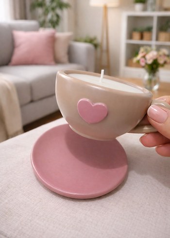 Kalpli Fincan Mum ve Tabağı - Görsel 2