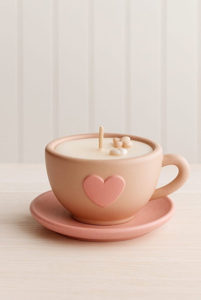 Kalpli Fincan Mum ve Tabağı - Görsel 3