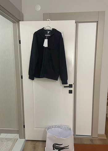 Lacoste Orijinal Xl Beden Siyah Kapusonlu Sweatshirt