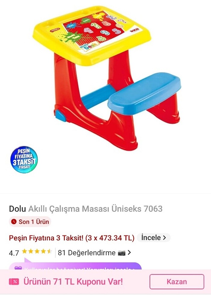 Dolu çocuk çalışma masası - Görsel 5