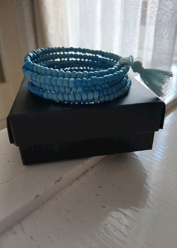 Turkuaz Boncuklu Bohem Bileklik - Görsel 2