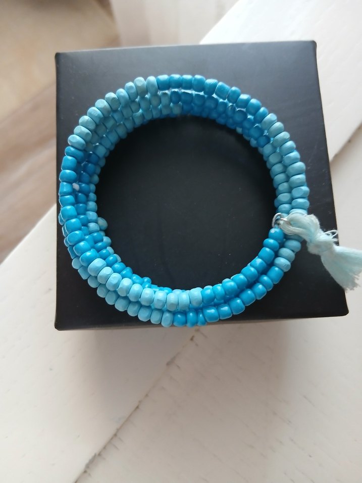 Turkuaz Boncuklu Bohem Bileklik - Görsel 4