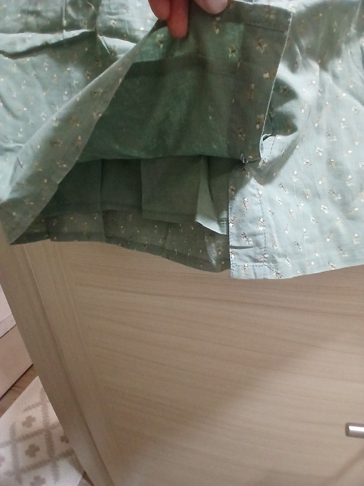 pull and bear Düğmeli Yeşil Pamuk Mini Etek - Görsel 3