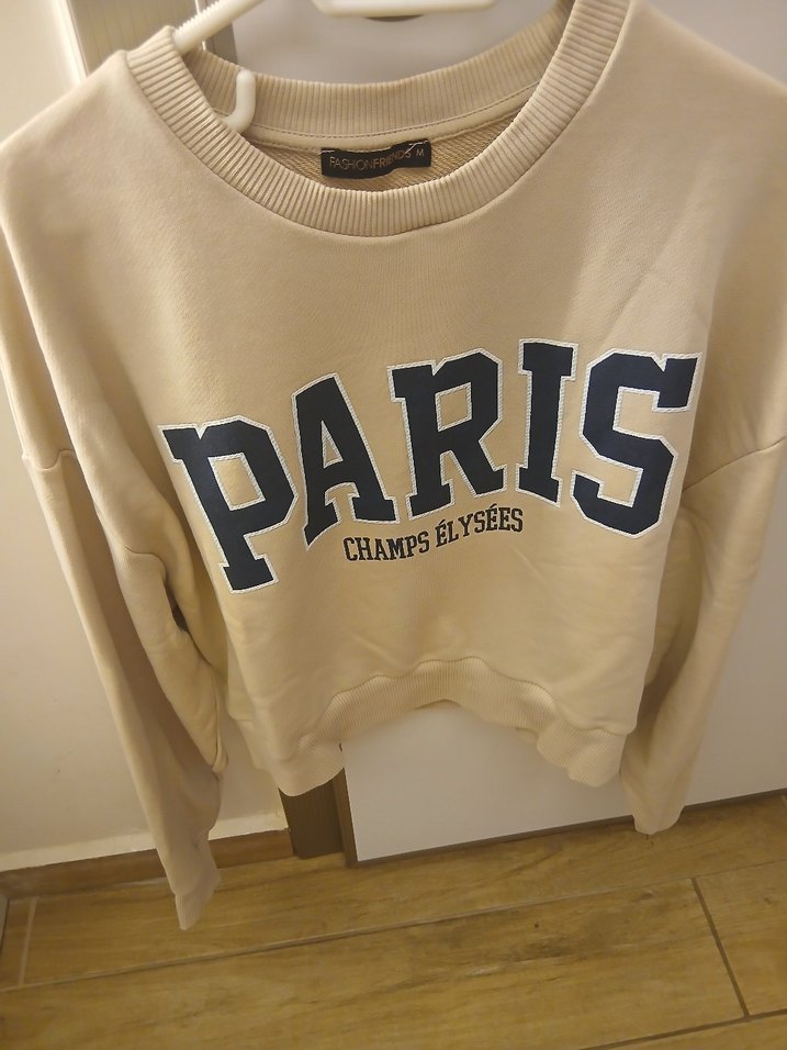 Bej Paris Baskılı Kadın Sweatshirt - Görsel 2