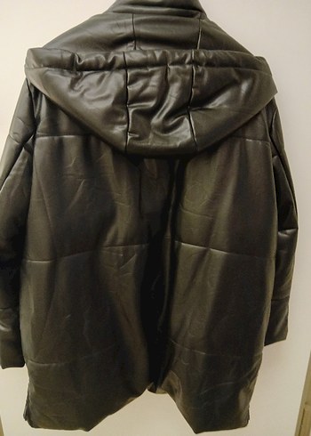 Zara Siyah Deri Midi Kadın Kışlık Mont - Görsel 7