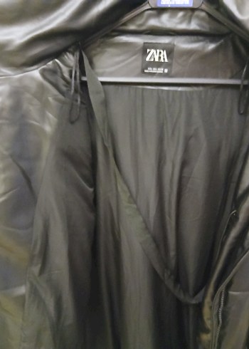 Zara Siyah Deri Midi Kadın Kışlık Mont - Görsel 3