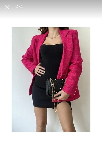 Pembe tüvit blazer ceket Quzu