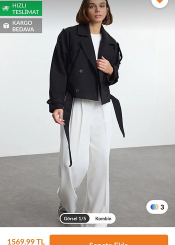 Zara Siyah Çift Düğmeli Kısa Kaban