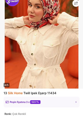 Beden Silk home %100 twill ipek eşarp