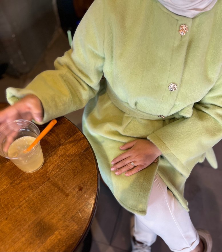 Beli Kuşaklı Pastel Yeşil Kısa Kadın Kaban - Görsel 4