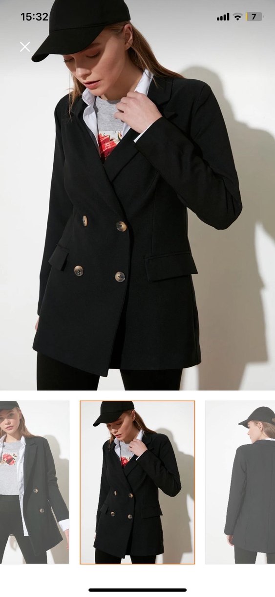 Düğmeli Siyah Kadın Blazer Ceket - Görsel 3