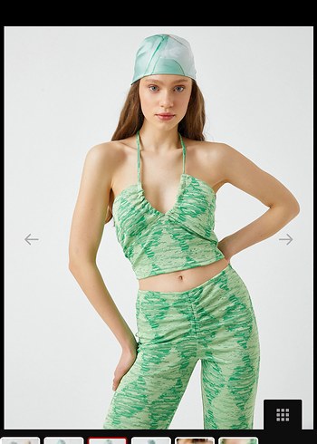 Yeşil Drapeli Halter Yaka Mini Büstiyer - Görsel 4