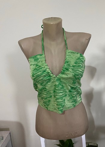 Yeşil Drapeli Halter Yaka Mini Büstiyer - Görsel 3