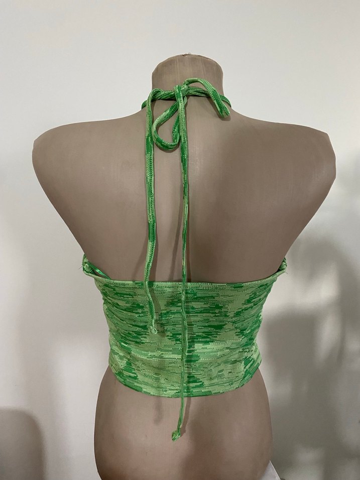 Yeşil Drapeli Halter Yaka Mini Büstiyer - Görsel 5