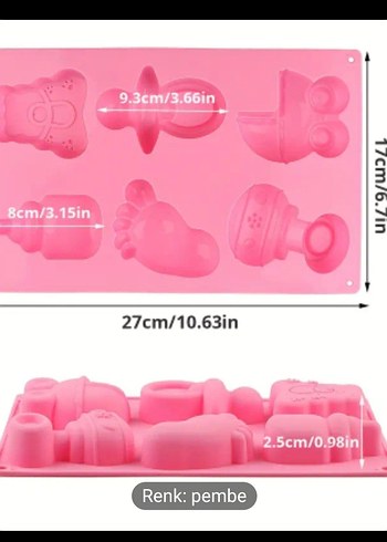 Pembe Silikon Pasta Kalıbı 27cm mum