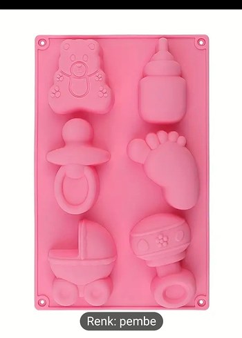 Diğer Pembe Silikon Pasta Kalıbı 27cm mum