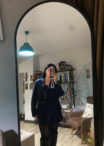 xl Beden Siyah Denim Midi Blazer