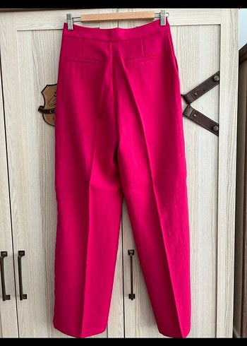 xs Beden pembe Renk Pembe Pilili Kadın Kumaş Pantolon