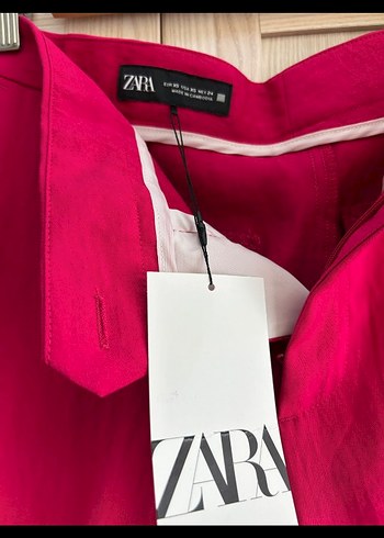 Zara Pembe Pilili Kadın Kumaş Pantolon