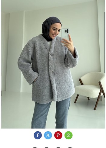 Gri Düğmeli Midi Kaban, Rahat Kesim
