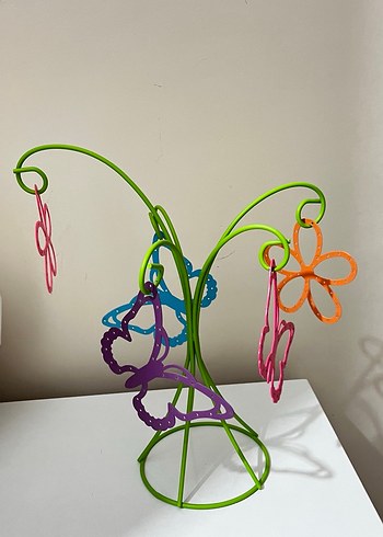 Çiçek Desenli Renkli Küpe Takılığı - Görsel 2