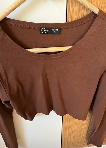 Defacto Kadin Kahverengi Uzun Kollu Crop Top
