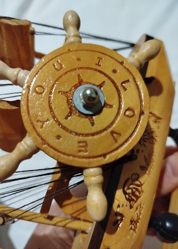 Bej Ahşap Yelkenli Gemisi Figürin - Görsel 6