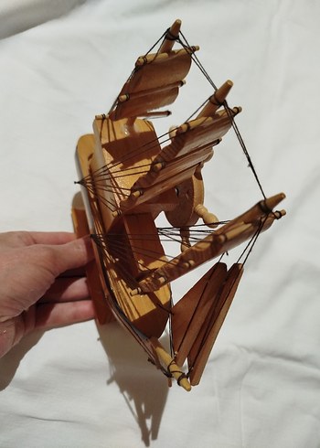 Bej Ahşap Yelkenli Gemisi Figürin - Görsel 3