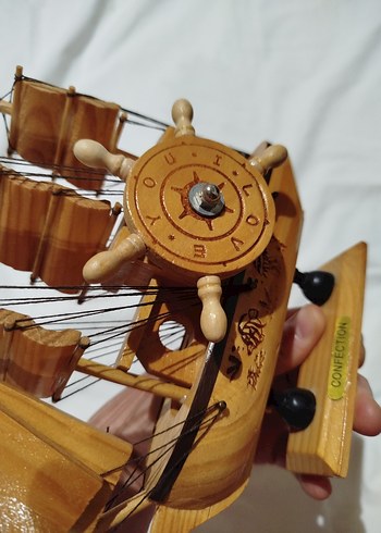 Bej Ahşap Yelkenli Gemisi Figürin - Görsel 5