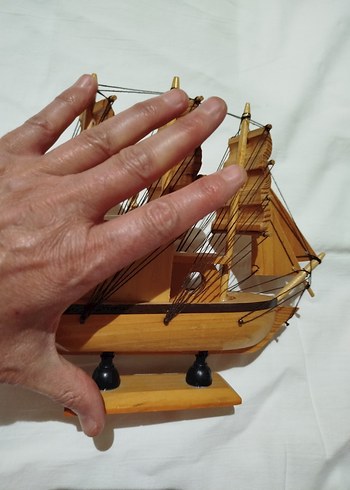 Bej Ahşap Yelkenli Gemisi Figürin - Görsel 4