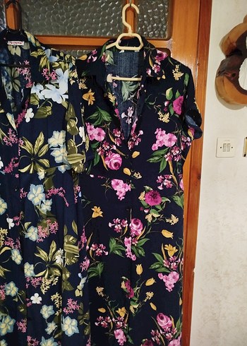 Çiçek Desenli Uzun 2 adet Viskon elbise - Görsel 2