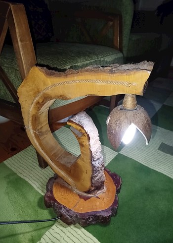 Parlak Deve Rengi Ahşap lamba - Görsel 3