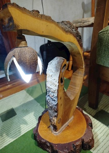 Parlak Deve Rengi Ahşap lamba - Görsel 6