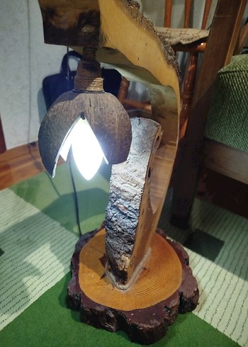 Parlak Deve Rengi Ahşap lamba - Görsel 5