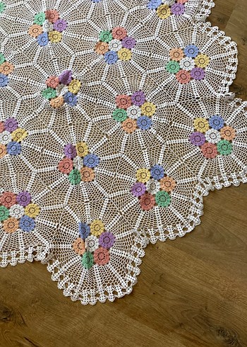 Beden Nakışlı, pastel renkli bohem masa örtüsü