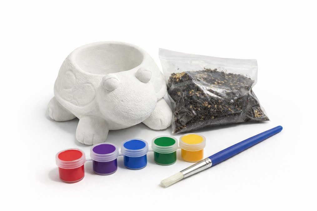 Renkli Kaplumbağa Çim Saksı ve Boya Seti - Görsel 2