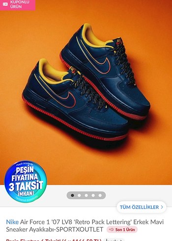 Nike Air Force 1 07 Lv8 Erkek Mavi Sneaker