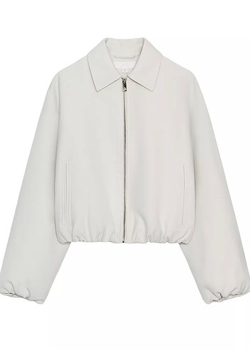 Zara Ekru Fermuarli Ceket