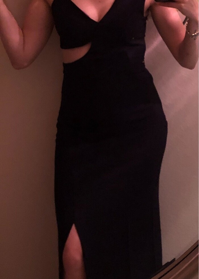 Siyah uzun elbise - Görsel 2