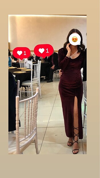 Trendyol & Milla Bordo Kadife yırtmaçlı uzun elbise
