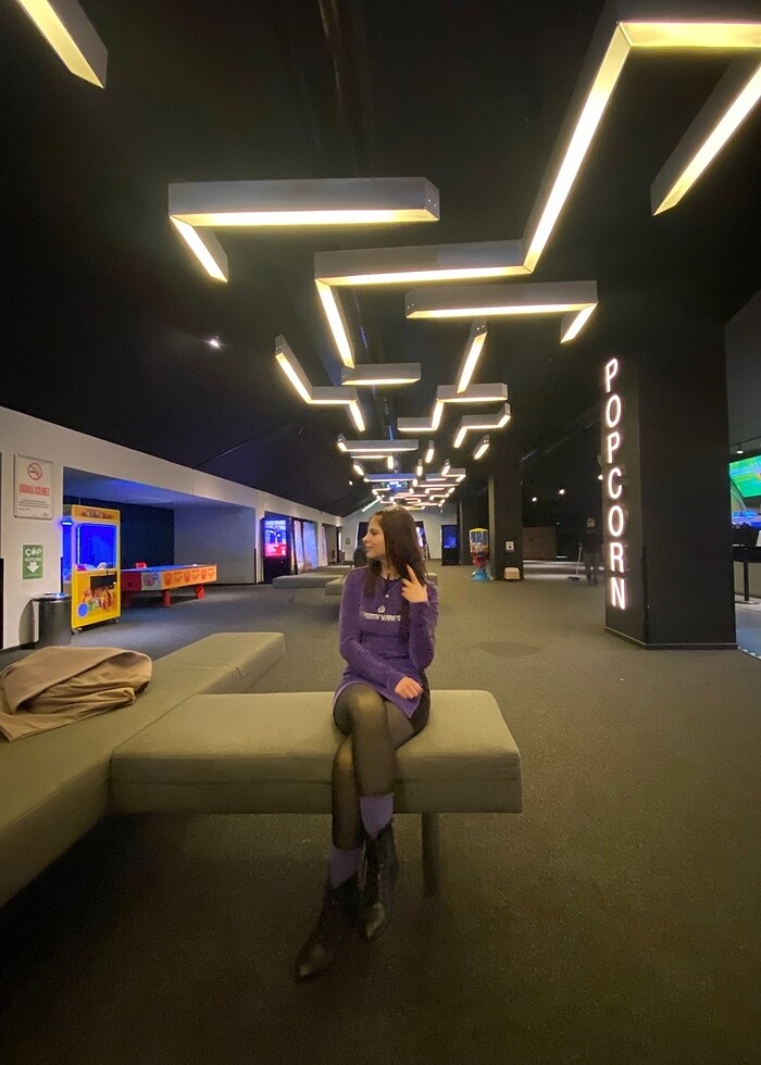 Mor Kadife Mini Elbise - Görsel 3