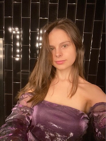 Mor Parlak Mini Elbise - Görsel 6