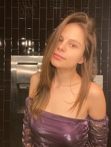 Mor Parlak Mini Elbise - Görsel 12