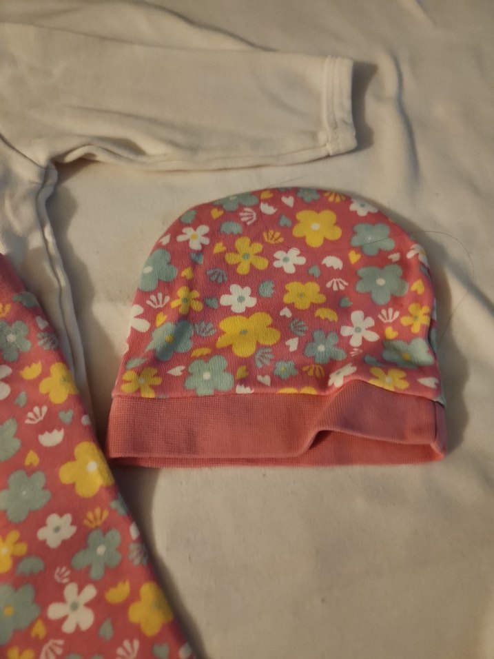 Uzun Kollu Pembe Çiçekli Bebek Kıyafet Takımı - Görsel 2