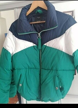 Bershka yeşil lacivert mont