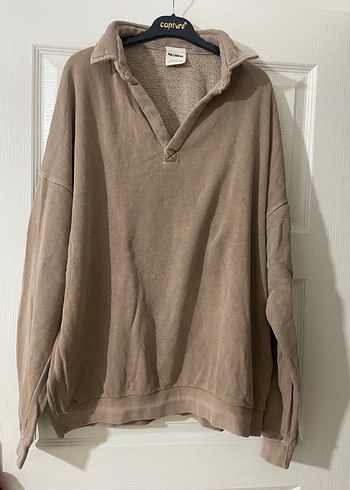 Bej Kadın Uzun Kollu Keten Sweatshirt